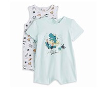 Lote de 2 pijamas pelele de algodón para bebé INEXTENSO, talla 74.