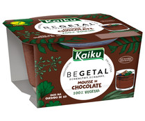 Mousse de chocolate 100% vegetal, elaborada sin gluten ni lactosa KAIKU Begetal 90 g.