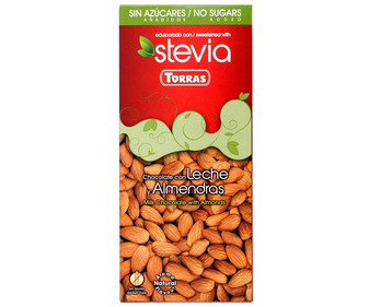 Chocolate con leche, almendras y stevia 125g Chocolate con leche, almendras y stevia 125g