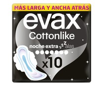 Compresas de noche extra con alas EVAX Cottonlike 10 uds.