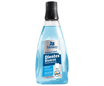 Enjuague bucal diario, con acción blanqueadora SANKO 500 ml.