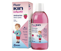 Enjuague bucal infantil, sin alcohol, con acción anticaries y sabor fresa KIN Infantil 500 ml.