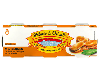 Mejillones en escabeche lata de 45 gramos pack de 3 unidades Mejillones en escabeche lata de 45 gramos pack de 3 unidades