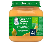 Tarrito de puré de pera y plátano ecológicos, a partir de 4 meses GERBER Organic 125 g.