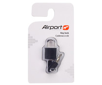 Candado con cuerpo metálico, arco corto y 2 llaves, AIRPORT ALCAMPO. Candado con cuerpo metálico, arco corto y 2 llaves, AIRPORT ALCAMPO.