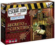 Juego de mesa familiar Escape room Rompecabezas El secreto de la científica, 1 a 2 jugadores, DISET.