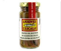 Filetes de anchoa en aceite de oliva ecológico L'ESCALA 55 g.