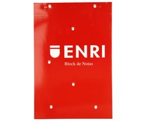 Bloc de notas grapado, con 80 hojas 60 g, cuadrícula de 4x4 mm y tapa blanda de color rojo ENRI.