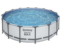 Piscina redonda con estructura metálica 4,88x1,22  m. con depuradora 5.678 l/h , cobertor y escalera,  Steel Pro Frame Pools BESTWAY.