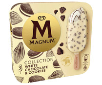 Bombón helado de chocolate blanco con trocitos de cookies MAGNUM Colletcion 3 x 90 ml.