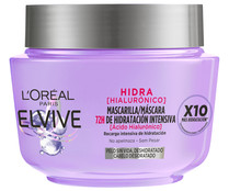 Mascarilla capilar hidratante hasta 72 horas con ácido Hialurónico, para cabello deshidratado ELVIVE Hidra hialurónico 300 ml.