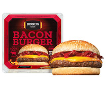 Hamburguesa (100% carne de vacuno) con bacon, lista para calentar y comer BROOKLYN TOWN 220 g.