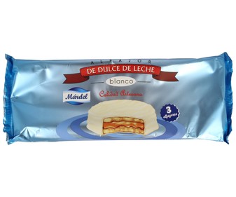 Galletas de alfajor de chocolate blanco con dulce de leche MÁRDEL 150 gr, Galletas de alfajor de chocolate blanco con dulce de leche MÁRDEL 150 gr,