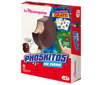 Helado de Phoskitos (chocolate, con salsa y cobertura de chocolate) LA MENORQUINA 4 x 80 ml.