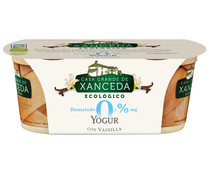 Yogur cremoso de vainilla ecológico, 0% materia grasa,  XANCEDA 2 uds. de 125 g.