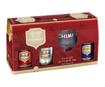 Estuche de cervezas CHIMAY 3 uds. x 33 cl. + copa regalo