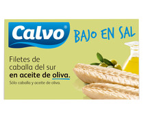 Caballa filetes en aceite de oliva, bajo en sal CALVO 120 g.