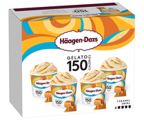 Mini tarrinas de helado de caramelo con salsa de caramelo con leche HÄAGEN-DAZS 4 x 95 ml.