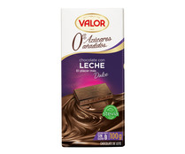 Chocolate con leche, 0 % azúcares añadidos VALOR 100 g.