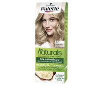 Coloración de pelo permanente, tono 8.1 Rubio claro helado PALETTE Naturals de Shwarzkopf.