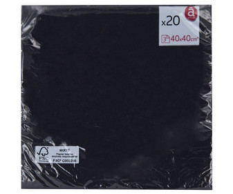 Servilletas de papel desechables negras 40 x 40 cm. ACTUEL 20 uds, Servilletas de papel desechables negras 40 x 40 cm. ACTUEL 20 uds,