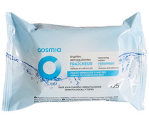 Toallitas desmaquillantes y refrescantes para pieles normales a mixtas COSMIA 25 uds.