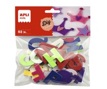Letras de fieltro en colores surtidos para manualidades, APLI.