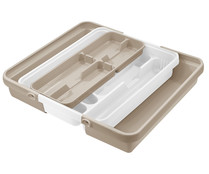 Cubertero extensible 31,7-55 X 42,8cm, color blanco y beige, ACTUEL.