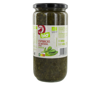 Espinacas al natural extra ALCAMPO ECOLÓGICO tarro de 425 g. Espinacas al natural extra ALCAMPO ECOLÓGICO tarro de 425 g.