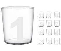 Vaso de vidrio transparente con número, 0,35 litros, Number STARK. Vaso de vidrio transparente con número, 0,35 litros, Number STARK.