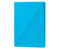 Disco duro externo 2TB WD My Passport azul, tamaño 2,5, conexión USB 3.0.