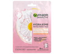 Mascarilla de tela Hydra Bomb, hidratante y calmante con ácido Hyalurónico y manzanilla GARNIER Skin Active.