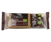 Barrita de cacao y frutos secos ecológica DELICATALIA 40 g.