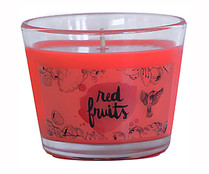 Vela perfumada frutos rojos en vaso pequeño de cristal, PRODUCTO ALCAMPO.