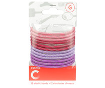 Gomas elásticas clásicas de difentes y llamativos colores COSMIA 12 uds.