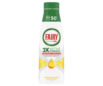 Detergente en gel para lavavajillas a máquina de limón FAIRY Platinum 50 lavados, 1 L. Detergente en gel para lavavajillas a máquina de limón FAIRY Platinum 50 lavados, 1 L.
