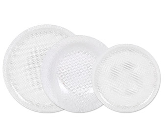 Vajilla completa de 18 piezas de vidrio con diseño en relieve, New Tuana LA MEDITERRÁNEA.